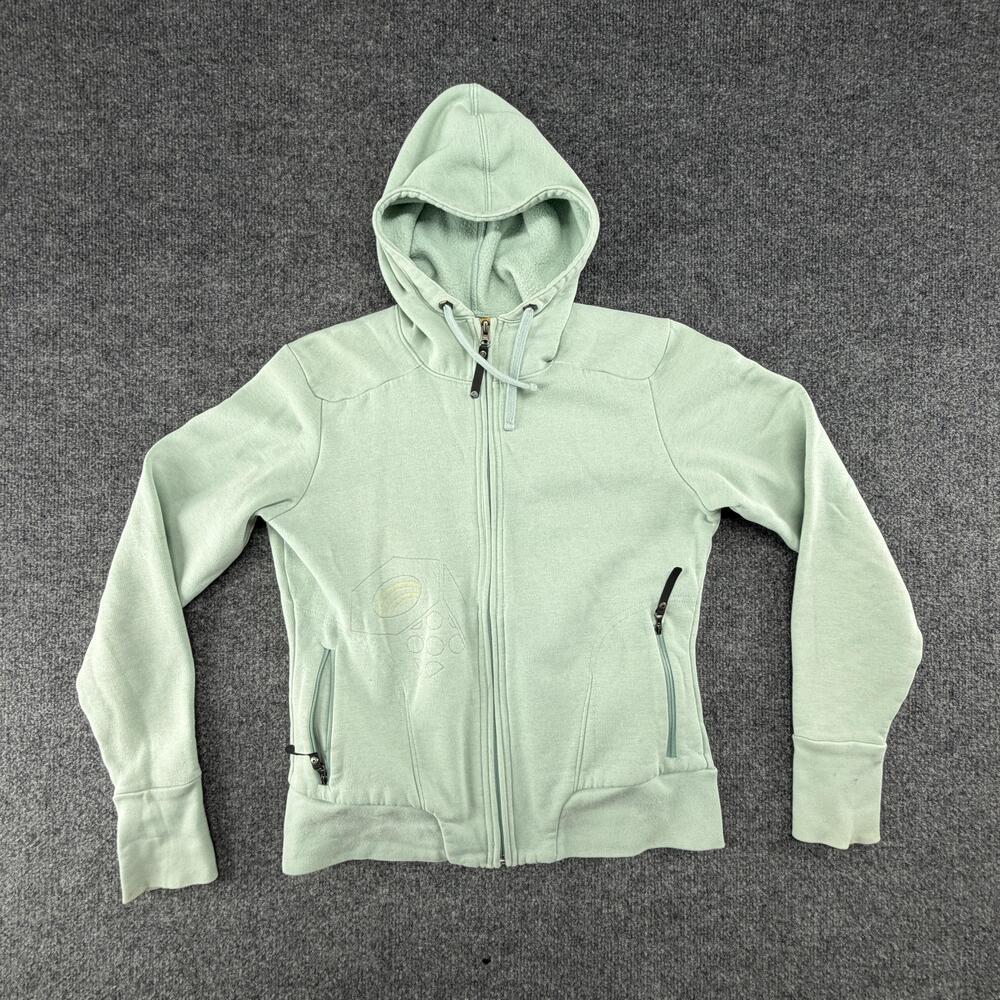 Mountain Hardwear Heavy Hoodie Womens Medium Green Fleece Full Zip Hiking